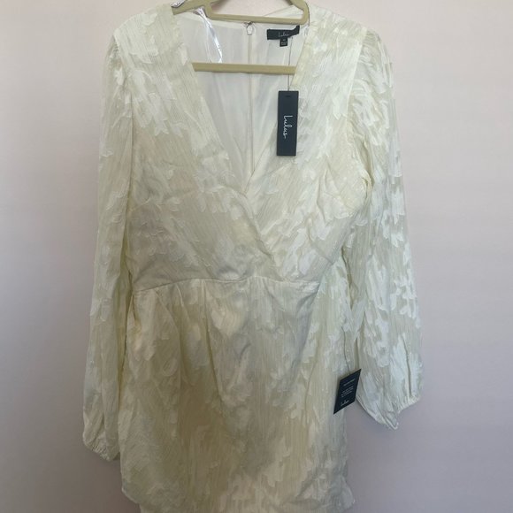 Ivory Floral Jacquard Long Sleeve Mini Dress, Size XL, Never worn - Picture 3 of 3